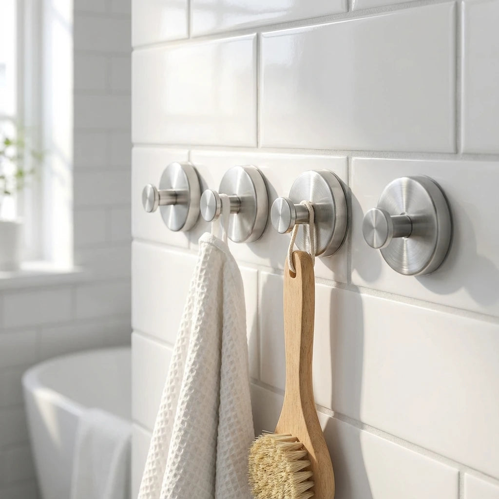 Suction Hooks Stainless Steel 6x6 cm No Drill 4 Pack
