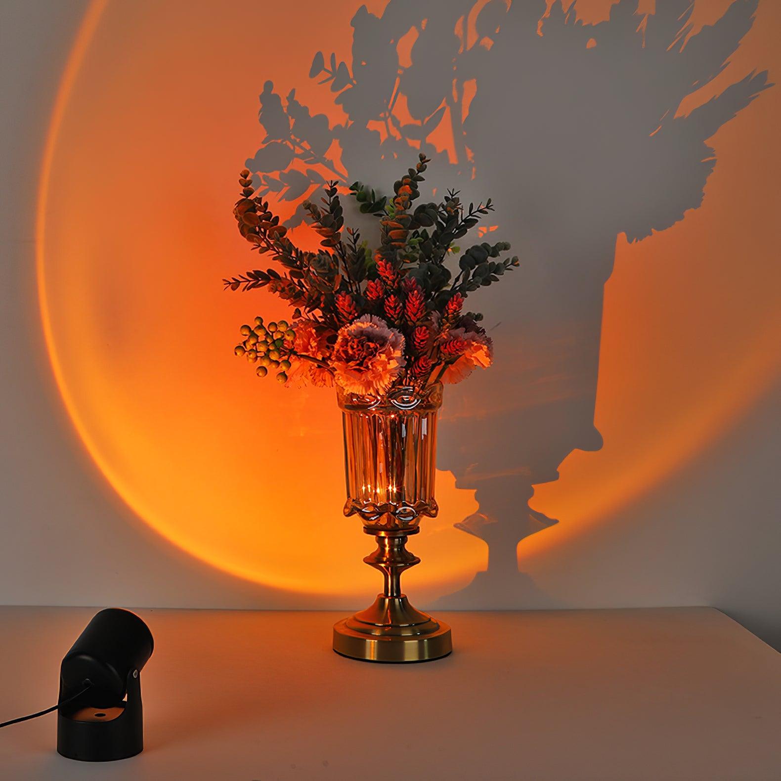 LED Table Lamp Sunset Projection Aluminum Glass USB Powered Indoor Light