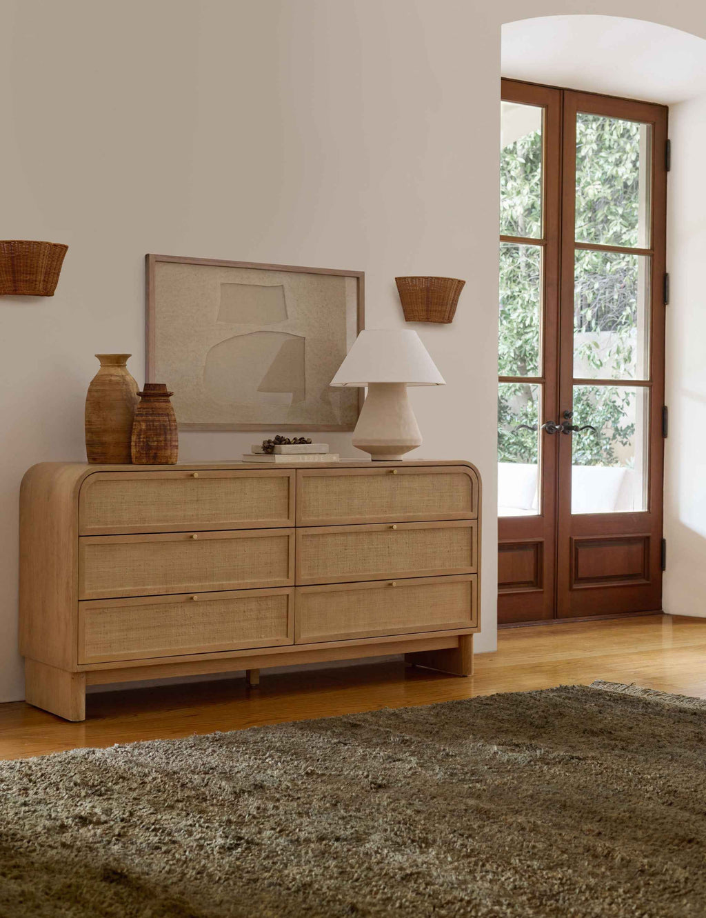 Sable Wide Dresser | Rounded Oak Frame, Soft-Close Drawers