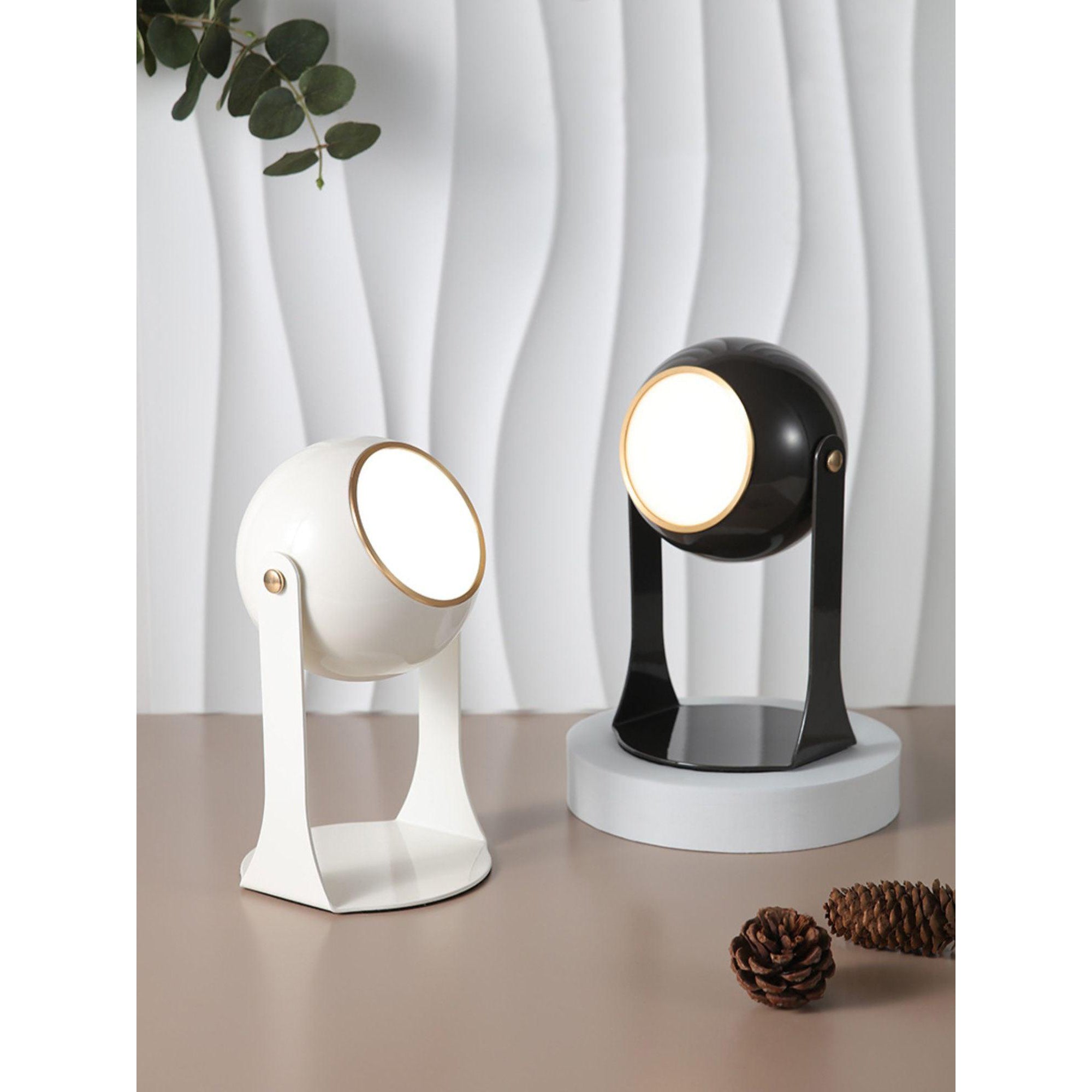 Cordless Rechargeable Table Lamp, Black & White