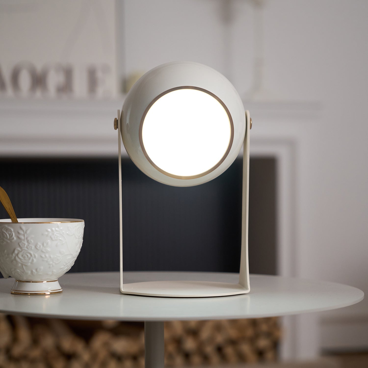 Cordless Rechargeable Table Lamp, Black & White
