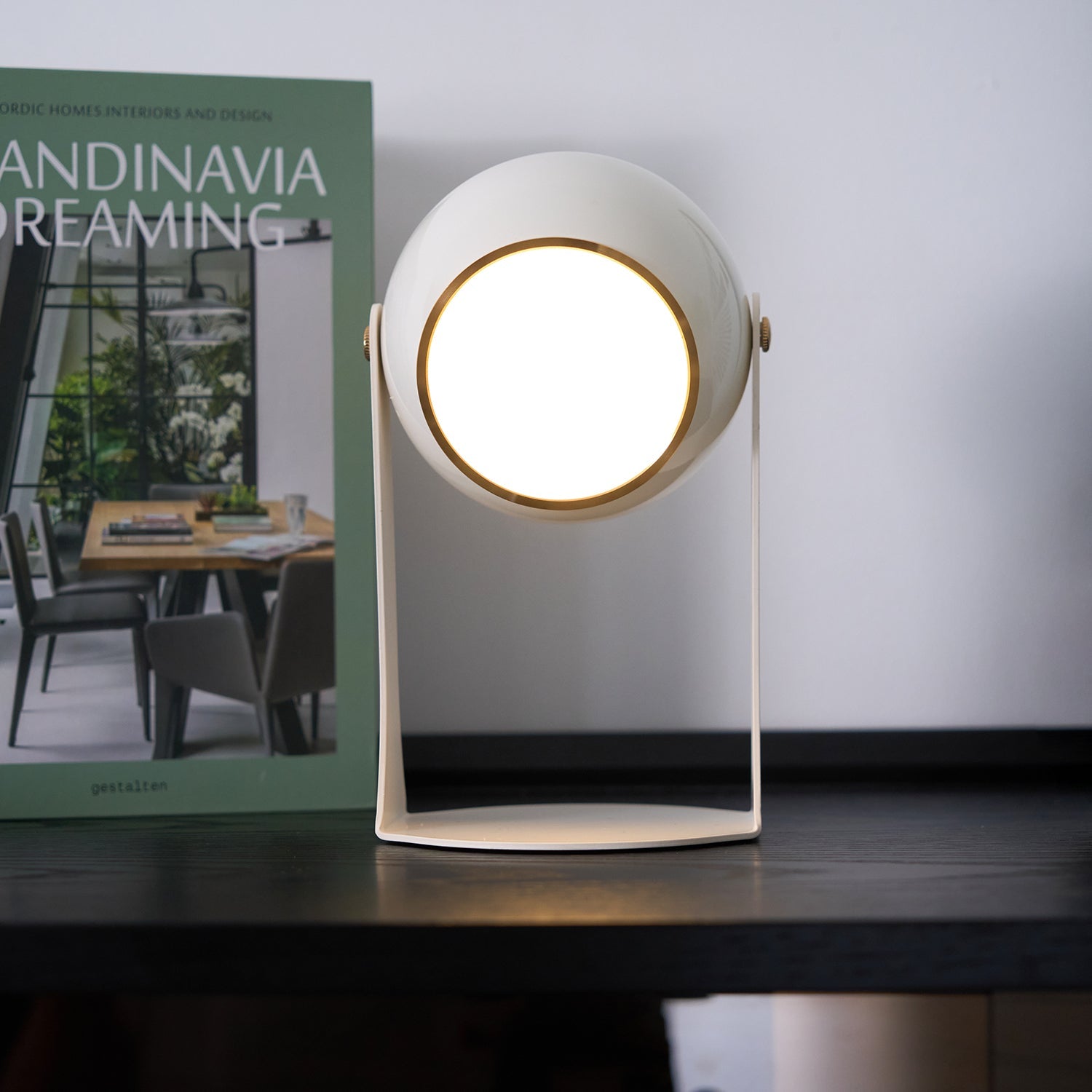 Cordless Rechargeable Table Lamp, Black & White