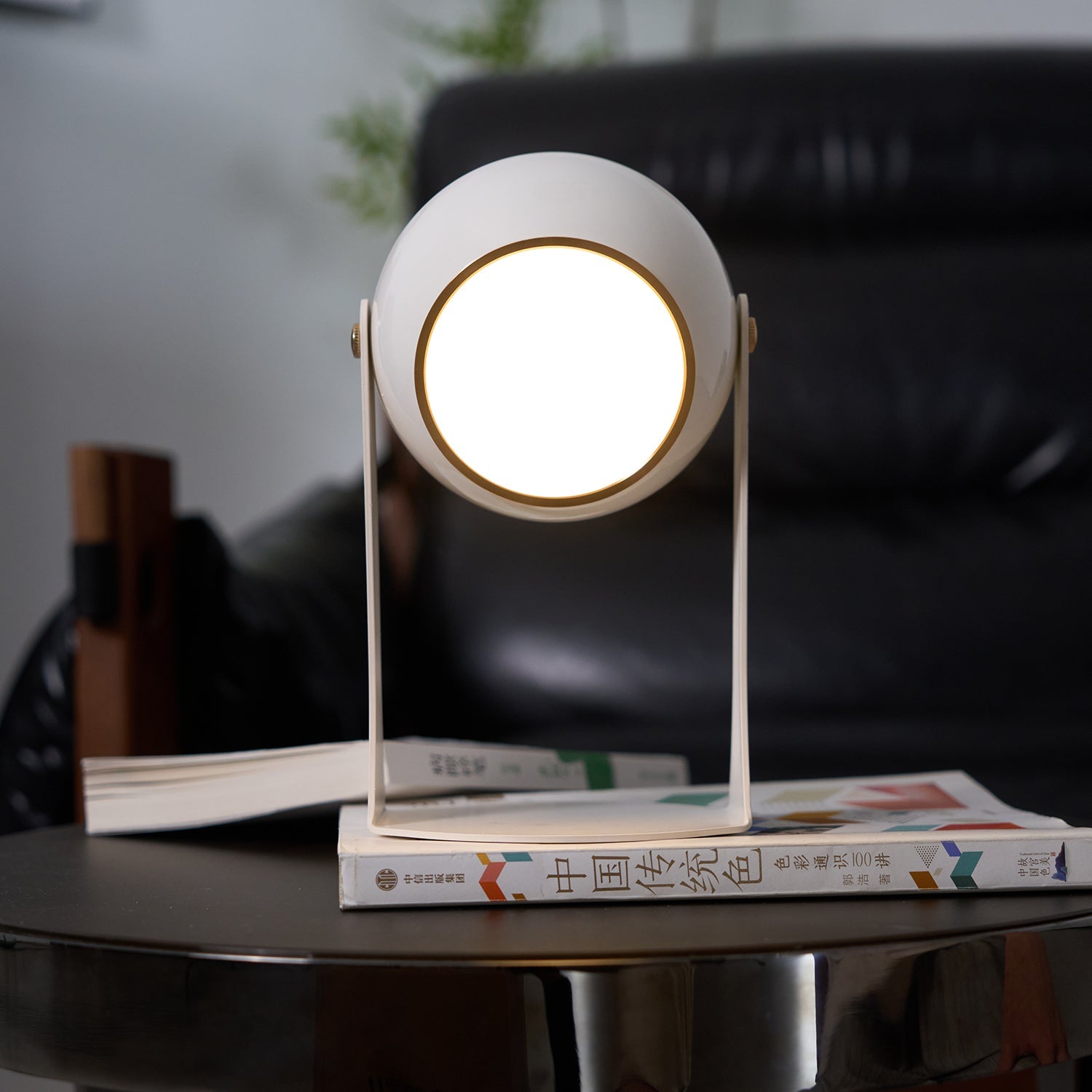 Cordless Rechargeable Table Lamp, Black & White