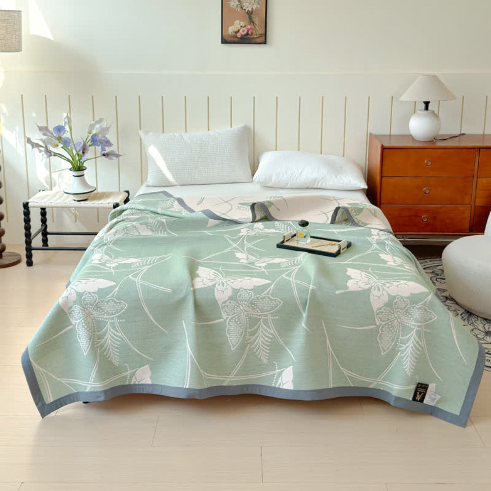 SylvaraLuft: Cotton blankets in airy butterfly design with three-layer cotton quality & reversible lightness – for living room & bedroom