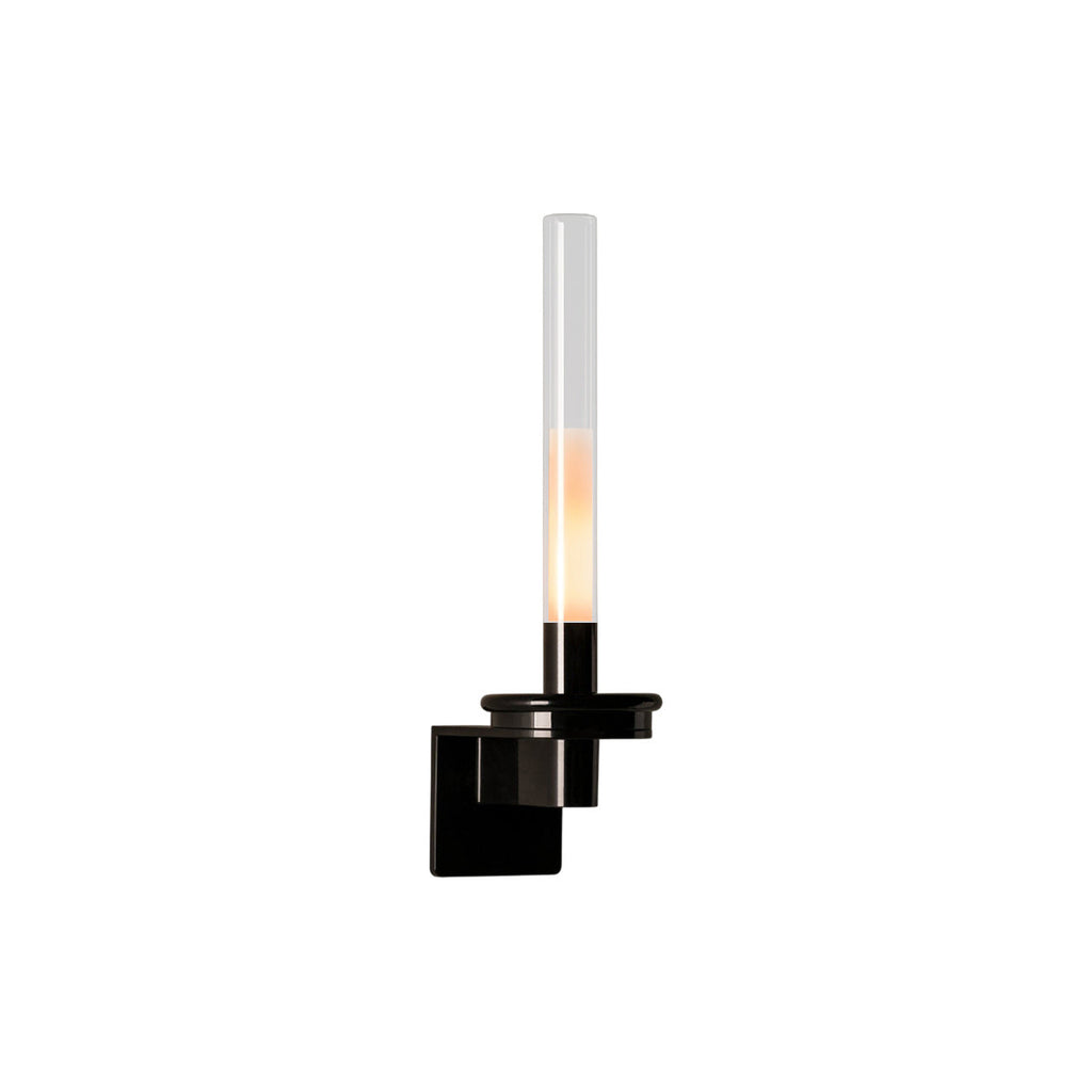 Glass Tube Wall Lamp, Glossy Black Iron Base
