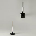 Glass Tube Wall Lamp, Glossy Black Iron Base