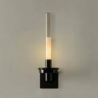 Glass Tube Wall Lamp, Glossy Black Iron Base