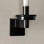 Glass Tube Wall Lamp, Glossy Black Iron Base