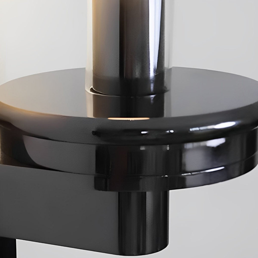 Glass Tube Wall Lamp, Glossy Black Iron Base