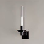 Glass Tube Wall Lamp, Glossy Black Iron Base