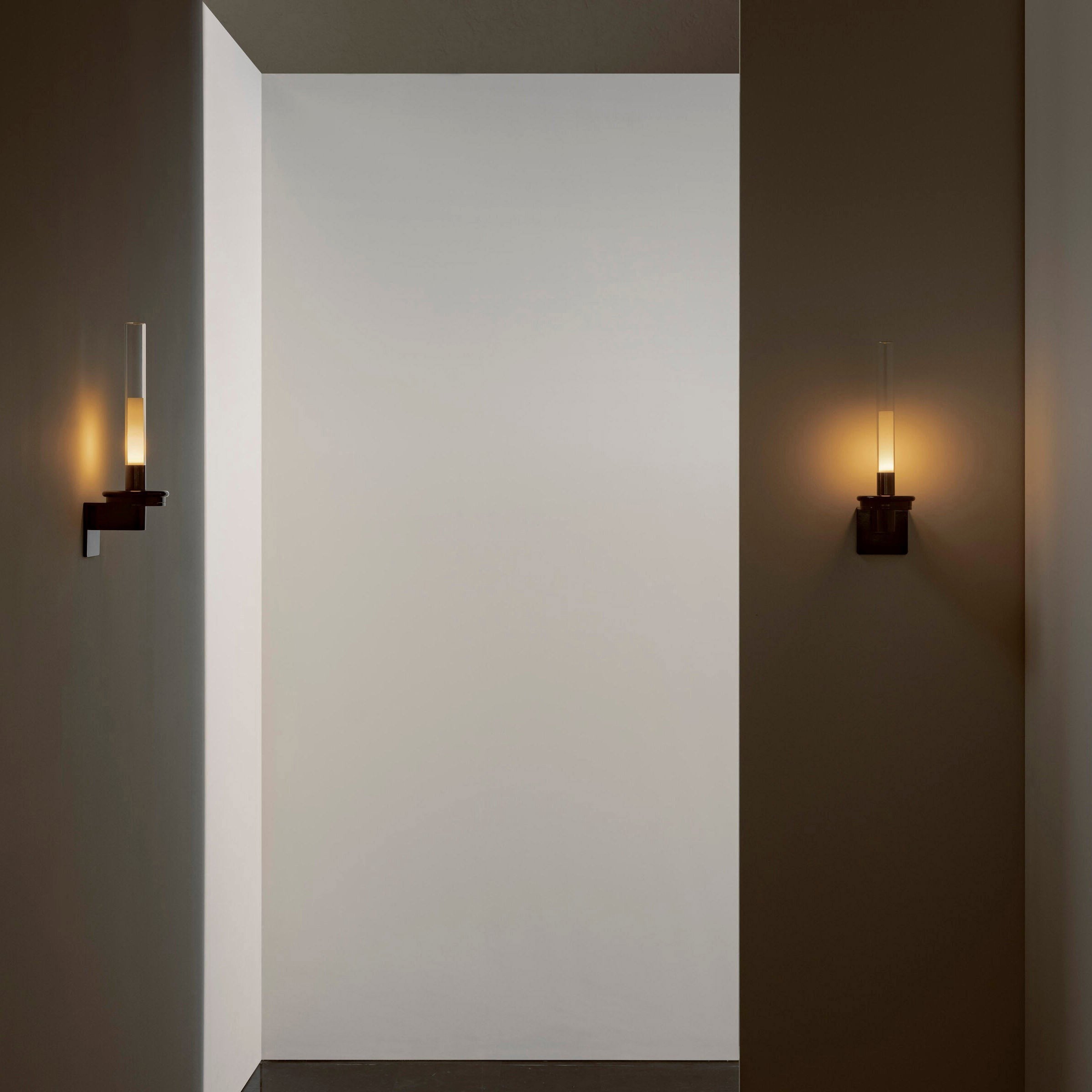 Glass Tube Wall Lamp, Glossy Black Iron Base