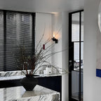Glass Tube Wall Lamp, Glossy Black Iron Base