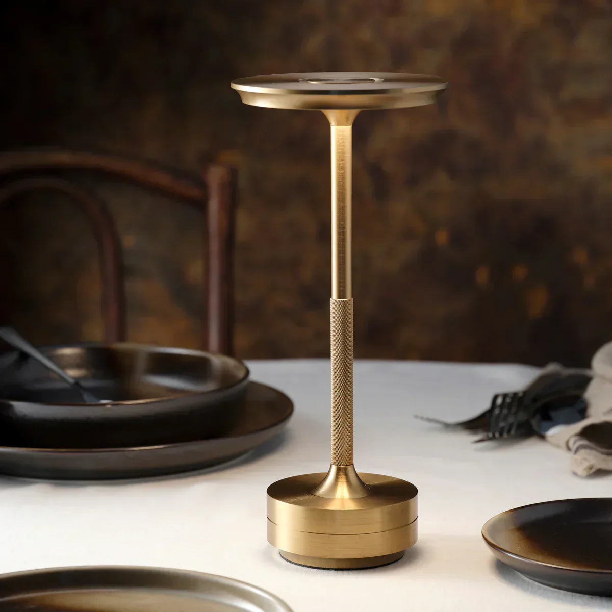 Modern Brass Cone LED Rechargeable Table Lamp 1-Light