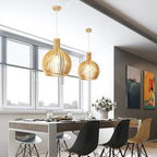 Bela Pendant Light | Handcrafted Natural Wood, Adjustable Height