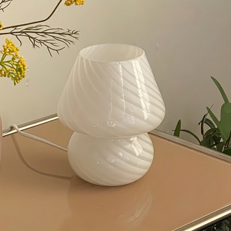 Glass Mushroom Lamp USB Powered Stepless Dimmable LED Table Light