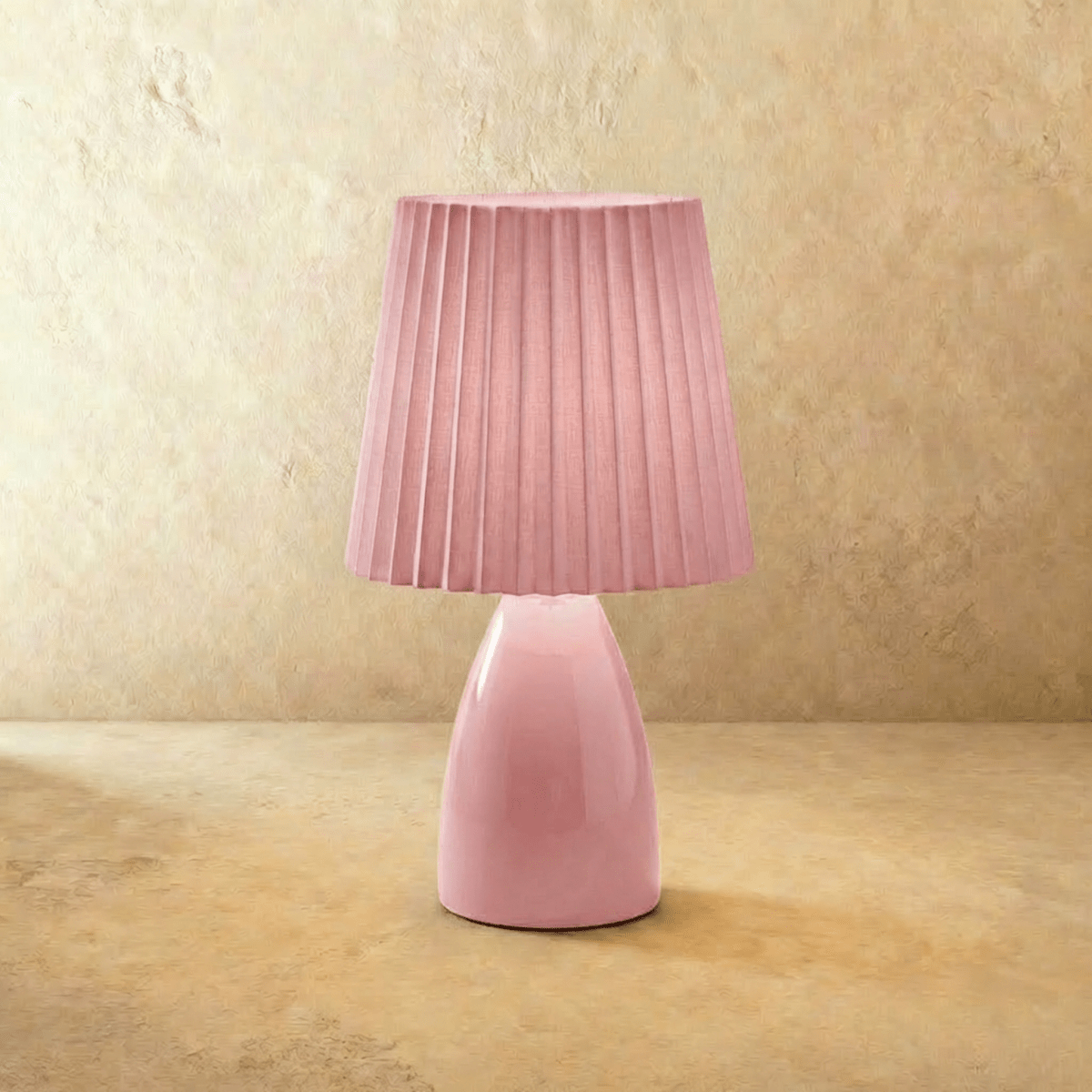 Table Lamp Ceramic Base Pleated Shade LED Trichromatic Light