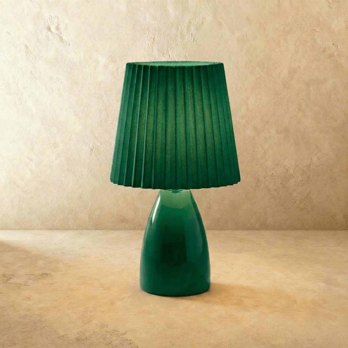 Table Lamp Ceramic Base Pleated Shade LED Trichromatic Light