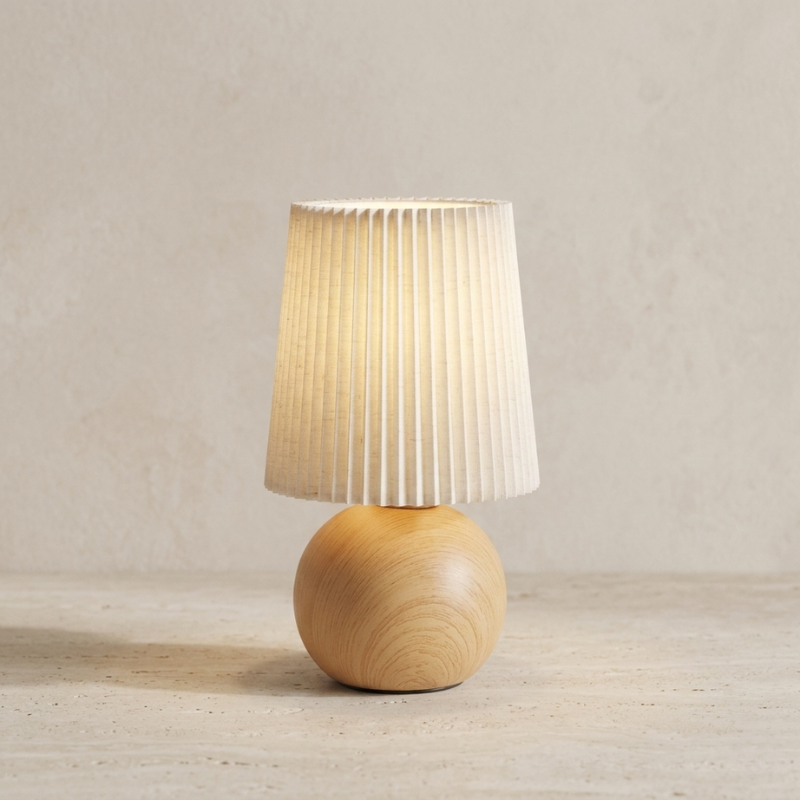 Table Lamp Fabric Shade Ceramic Base LED Cordless