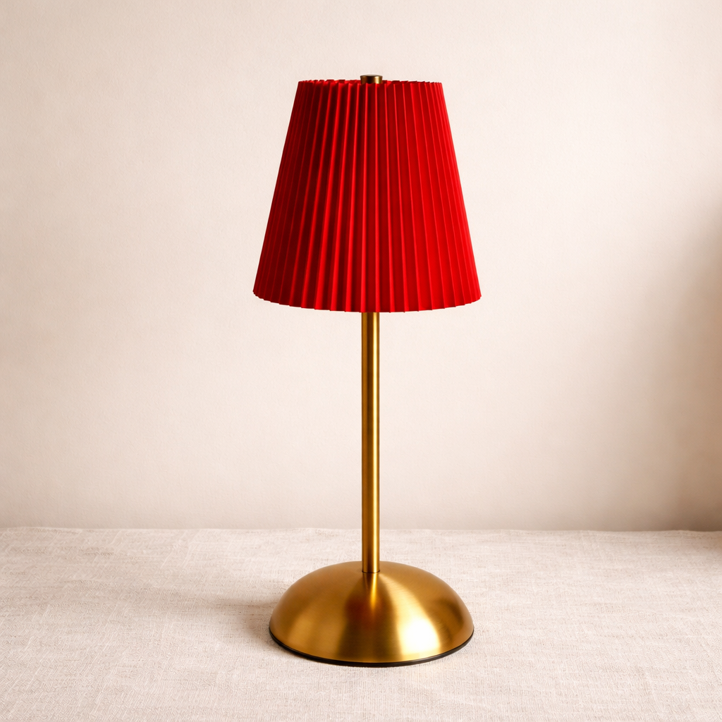 Table Lamp LED Touch Control Rechargeable Cordless Metal Fabric Shade