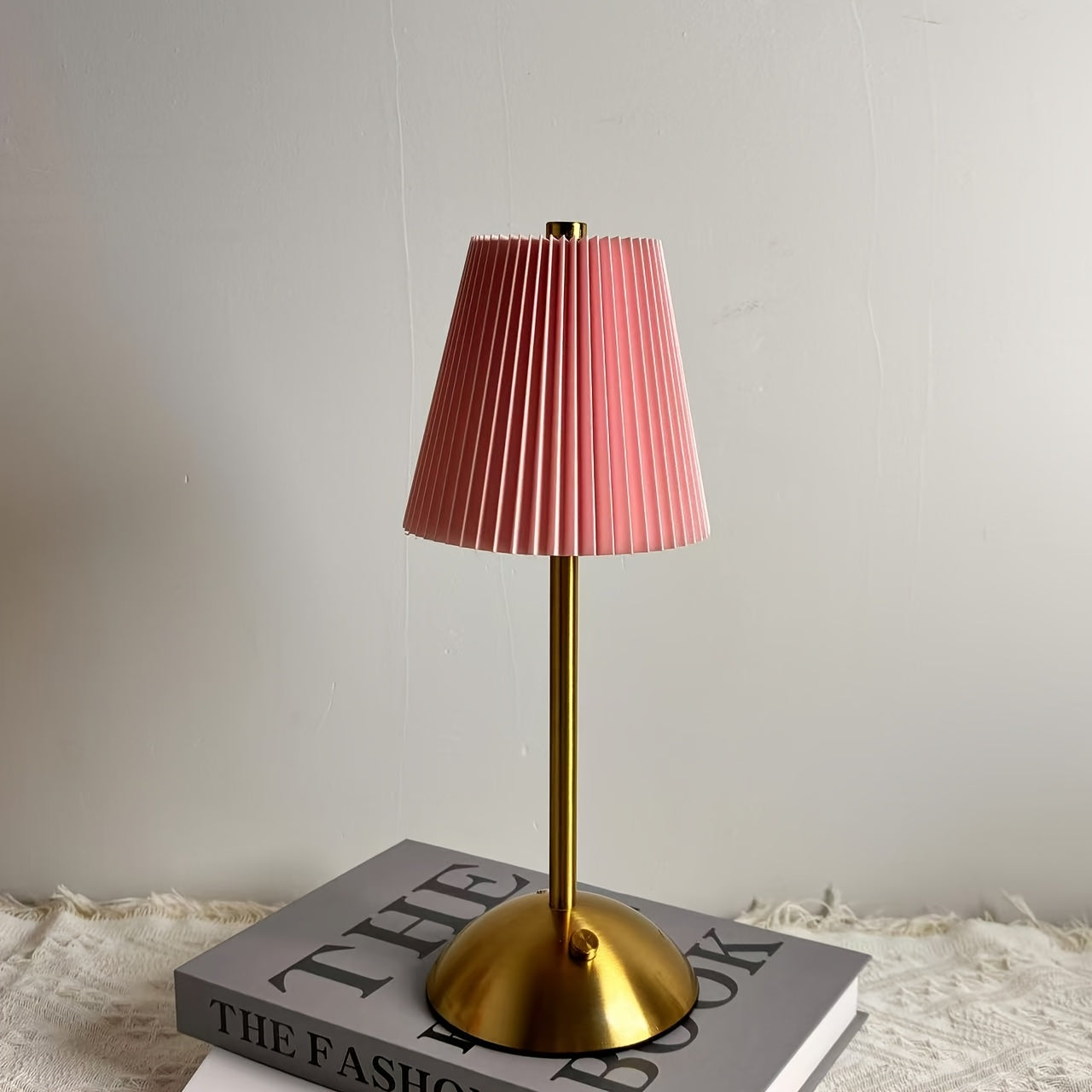 Table Lamp LED Touch Control Rechargeable Cordless Metal Fabric Shade