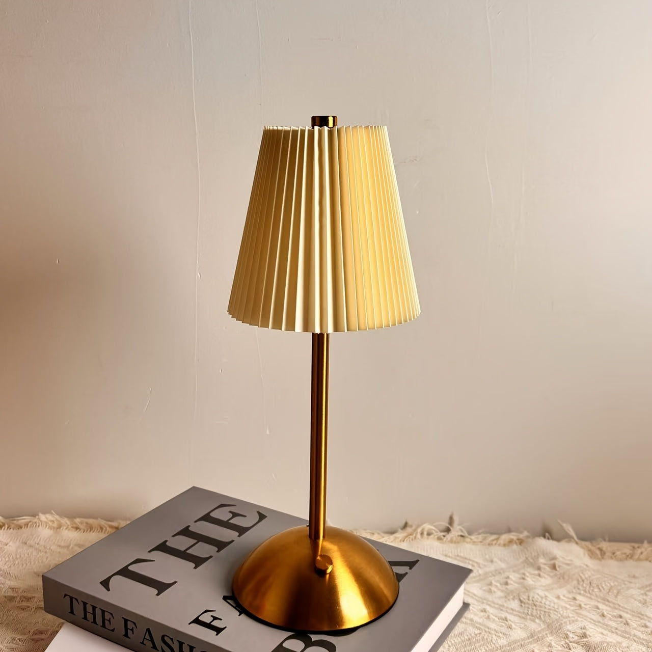 Table Lamp LED Touch Control Rechargeable Cordless Metal Fabric Shade