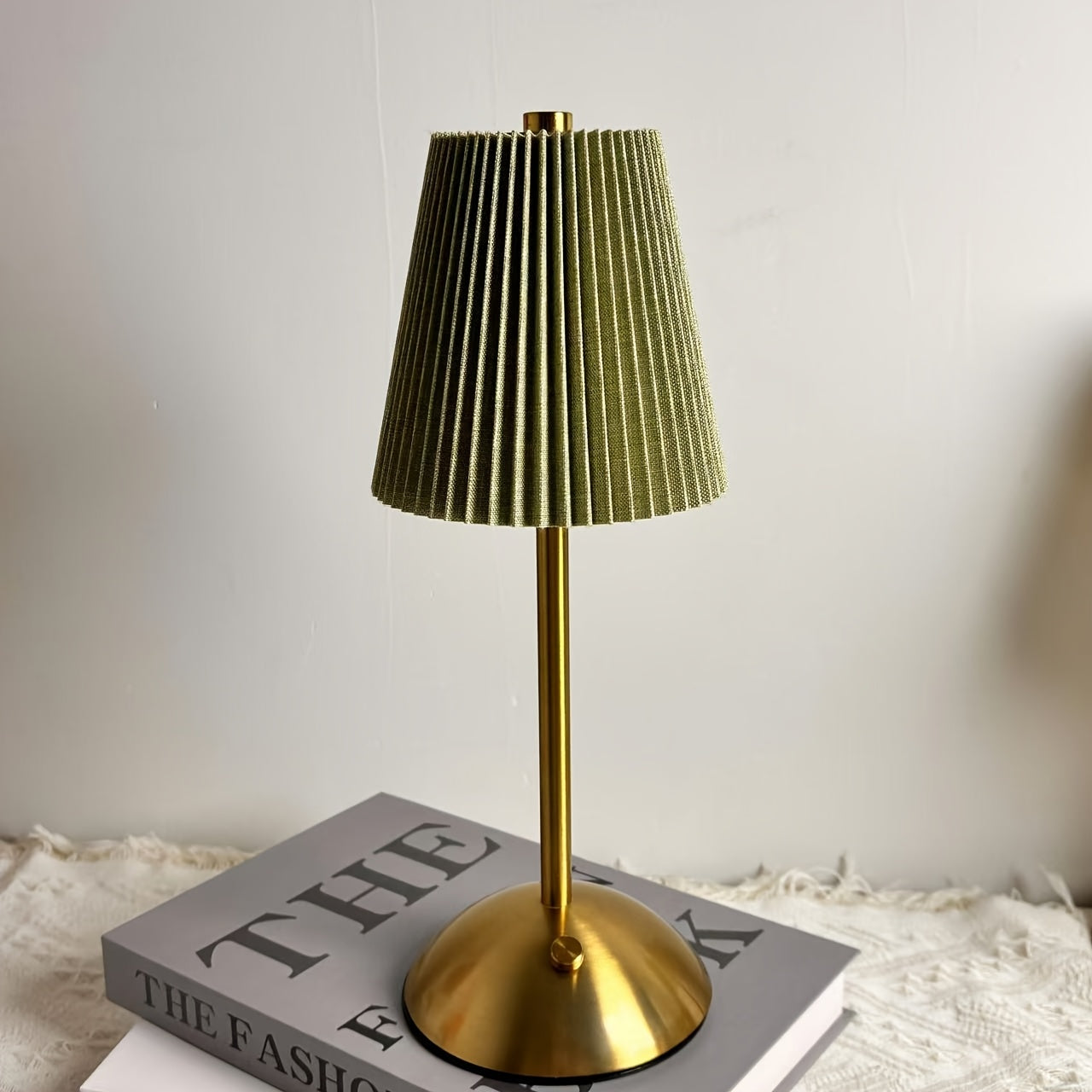 Table Lamp LED Touch Control Rechargeable Cordless Metal Fabric Shade