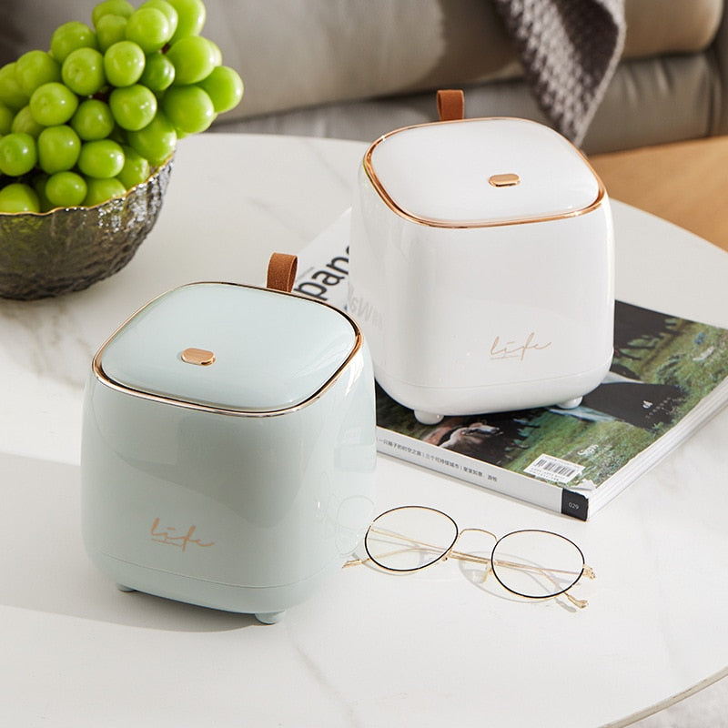 Table Waste Bin Compact Desktop Garbage Can with Lid