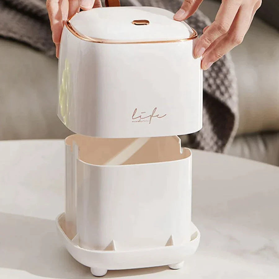 Table Waste Bin Compact Desktop Garbage Can with Lid