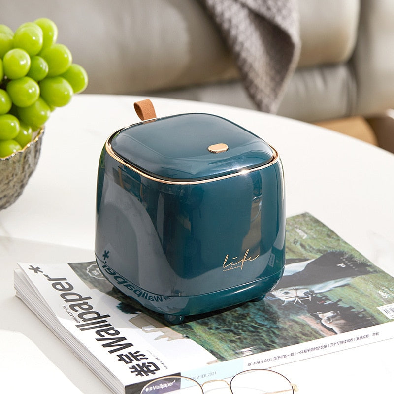 Table Waste Bin Compact Desktop Garbage Can with Lid