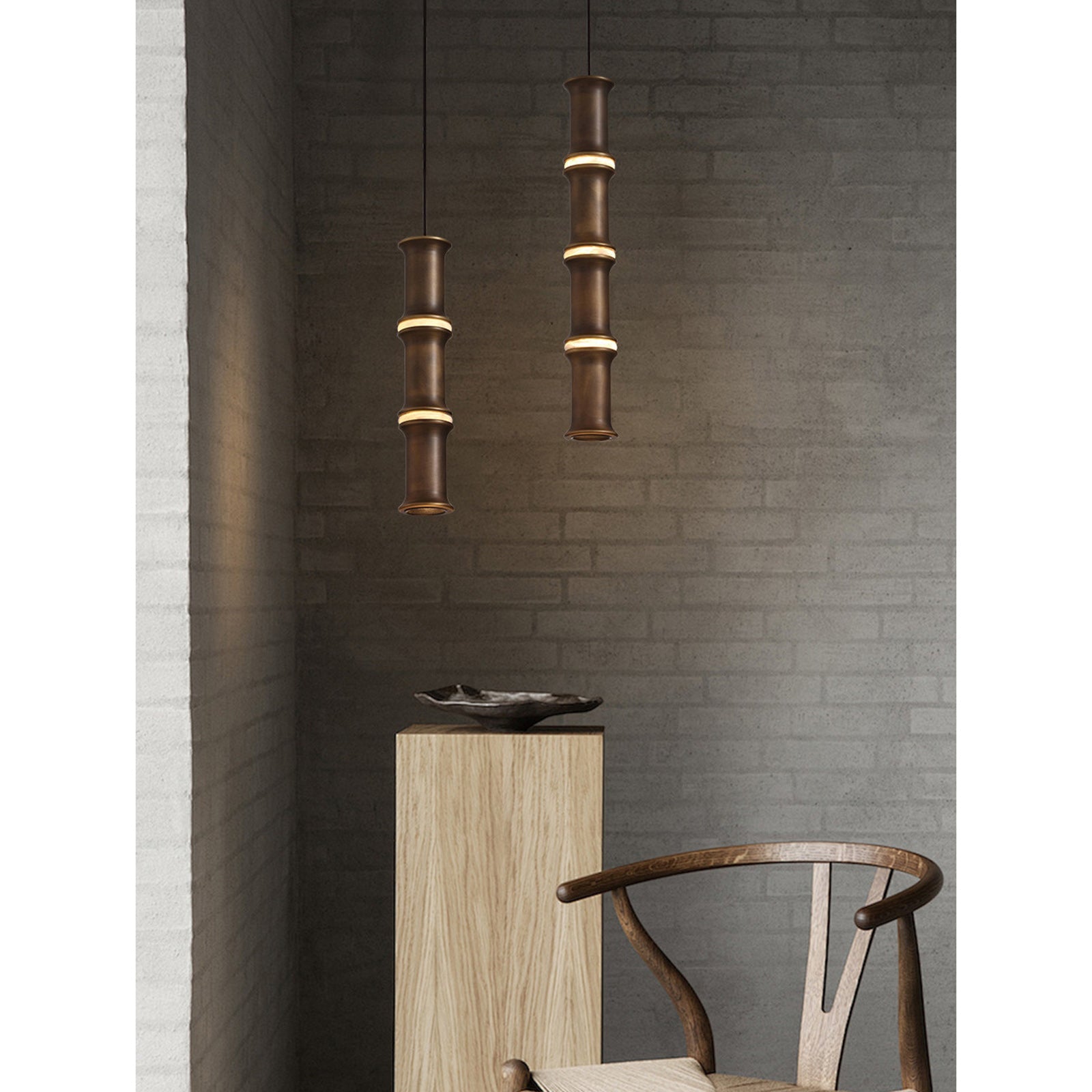 Alabaster Bamboo-Joint LED Pendant Light