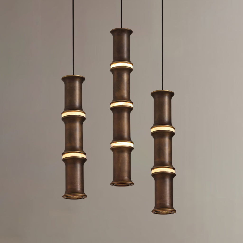 Alabaster Bamboo-Joint LED Pendant Light