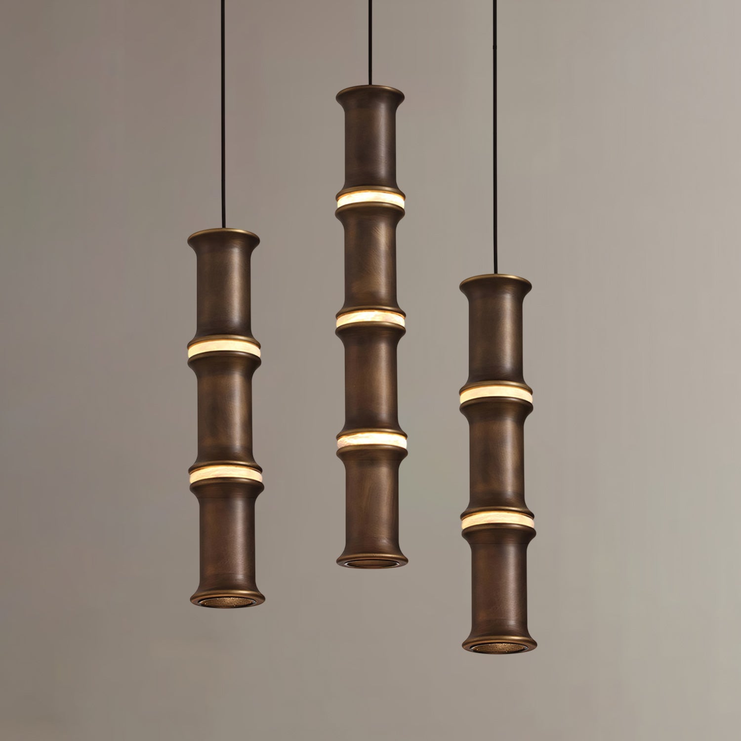 Alabaster Bamboo-Joint LED Pendant Light