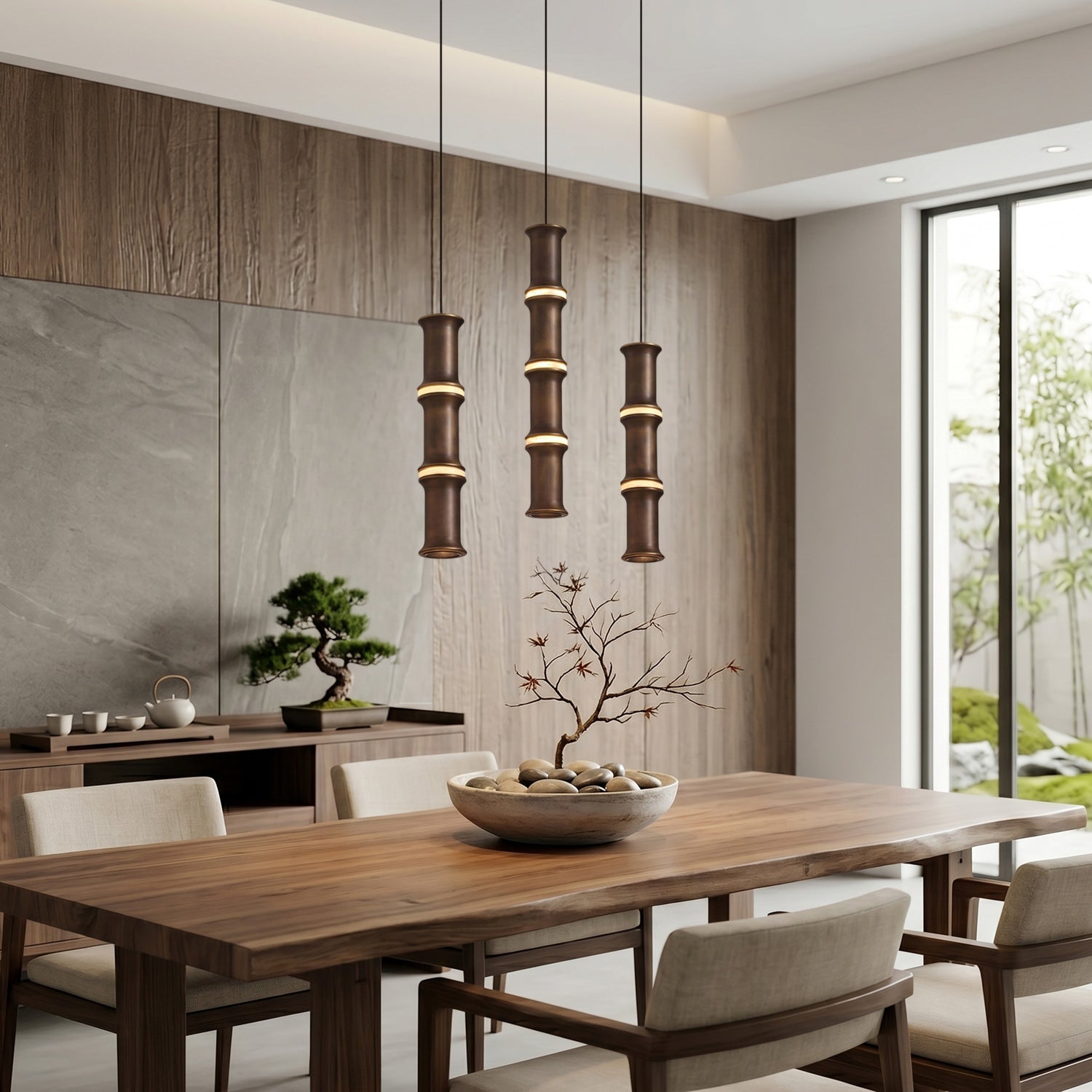 Alabaster Bamboo-Joint LED Pendant Light