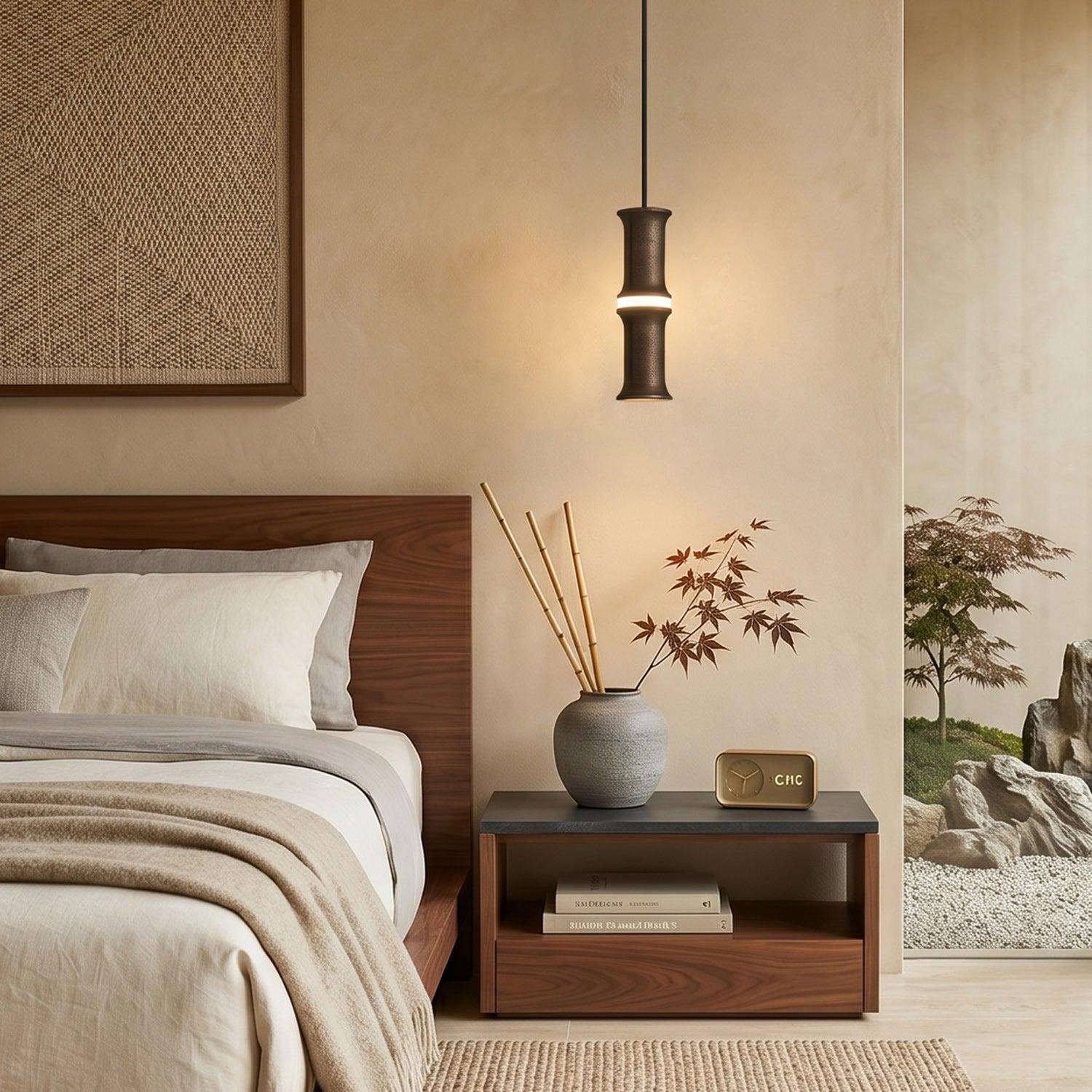Alabaster Bamboo-Joint LED Pendant Light