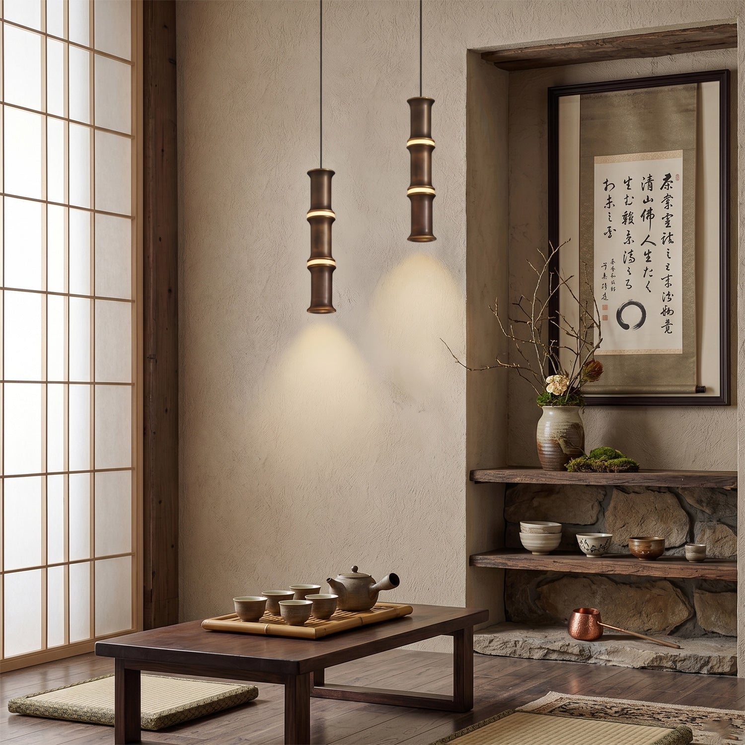 Alabaster Bamboo-Joint LED Pendant Light
