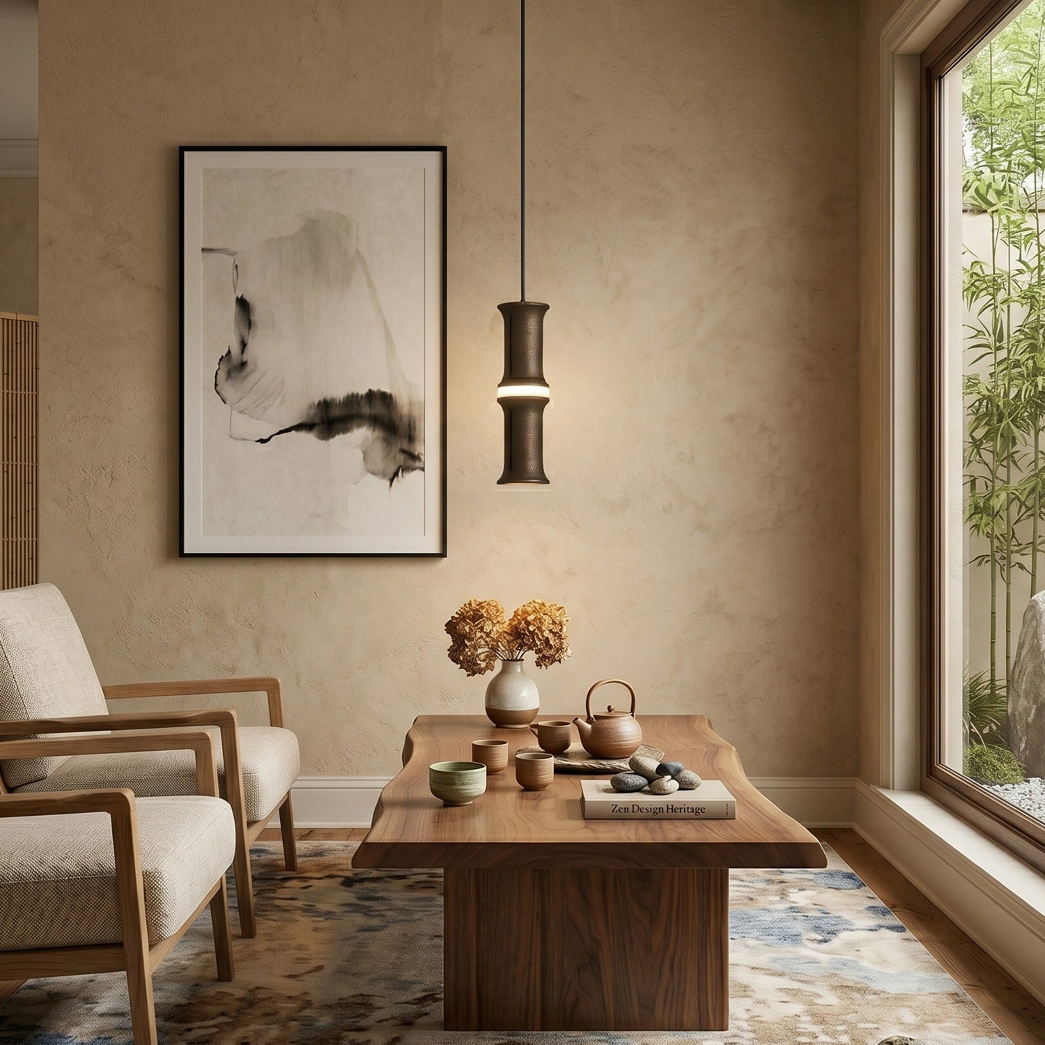 Alabaster Bamboo-Joint LED Pendant Light