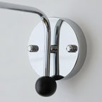 Ceramic Hanging Wall Sconce, Chrome Gooseneck & Oak