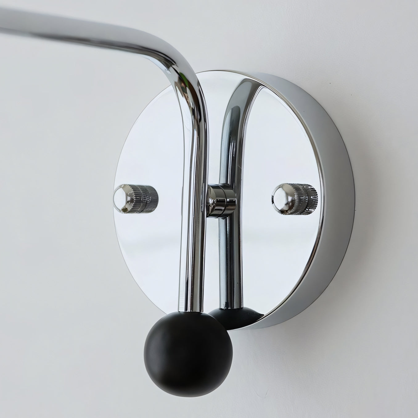 Ceramic Hanging Wall Sconce, Chrome Gooseneck & Oak