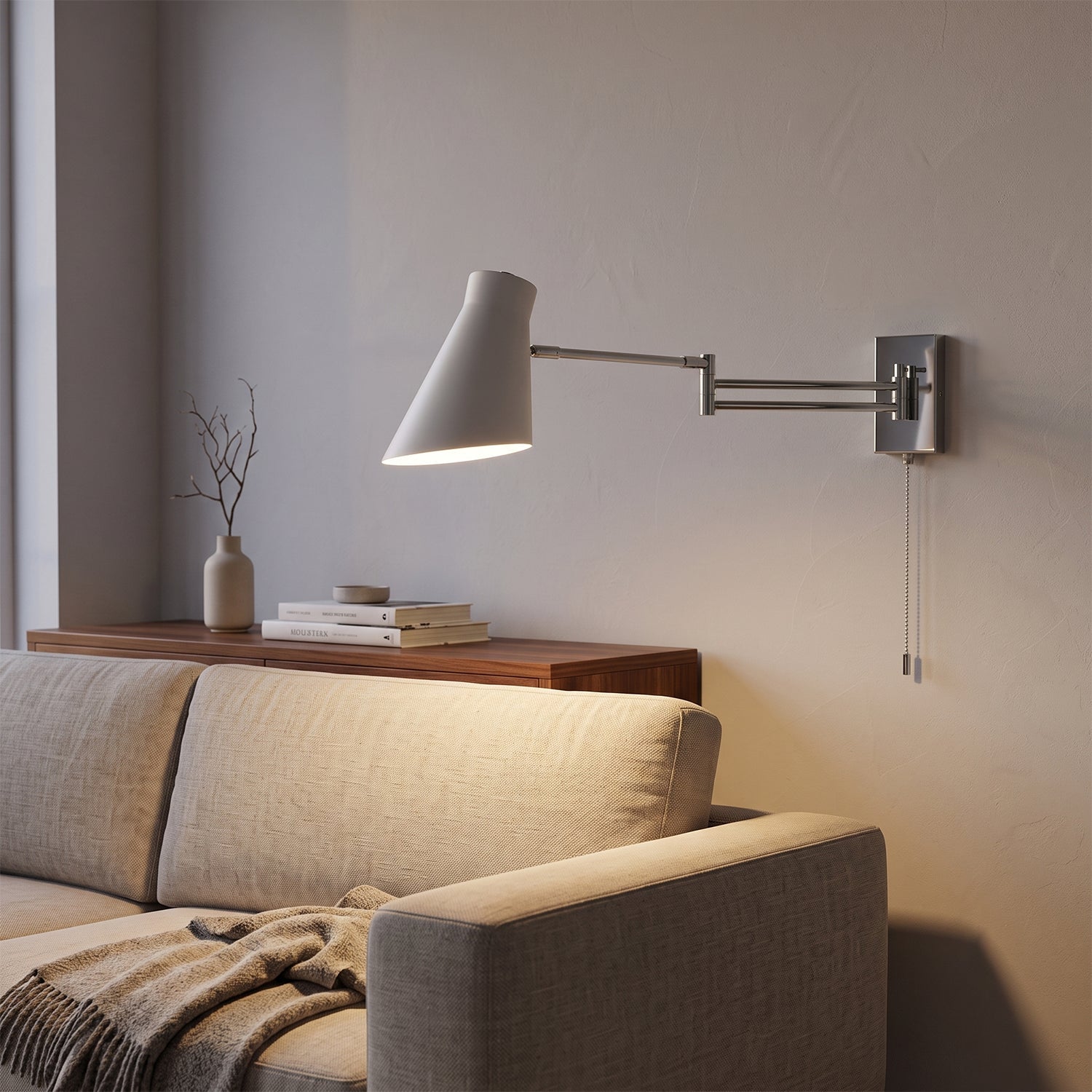 Adjustable Swing-Arm Wall Sconce, Polished Chrome