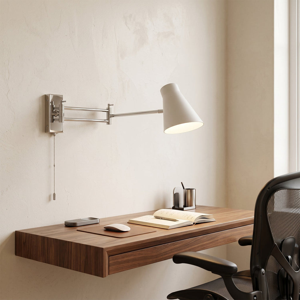 Adjustable Swing-Arm Wall Sconce, Polished Chrome