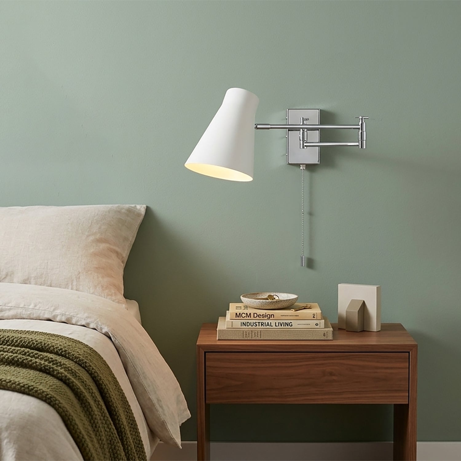 Adjustable Swing-Arm Wall Sconce, Polished Chrome