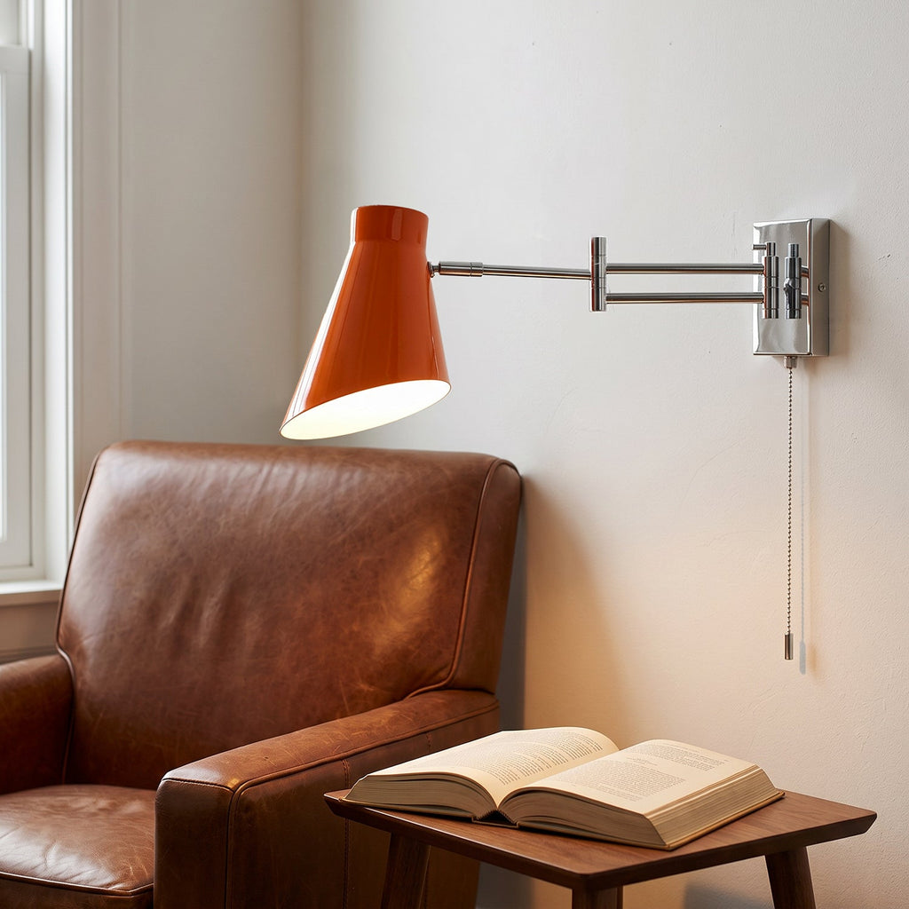 Adjustable Swing-Arm Wall Sconce, Polished Chrome