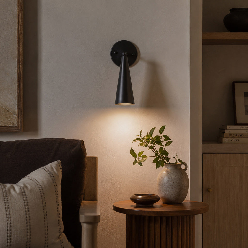 Adjustable Tapered Cone Swivel Wall Sconce, Brass