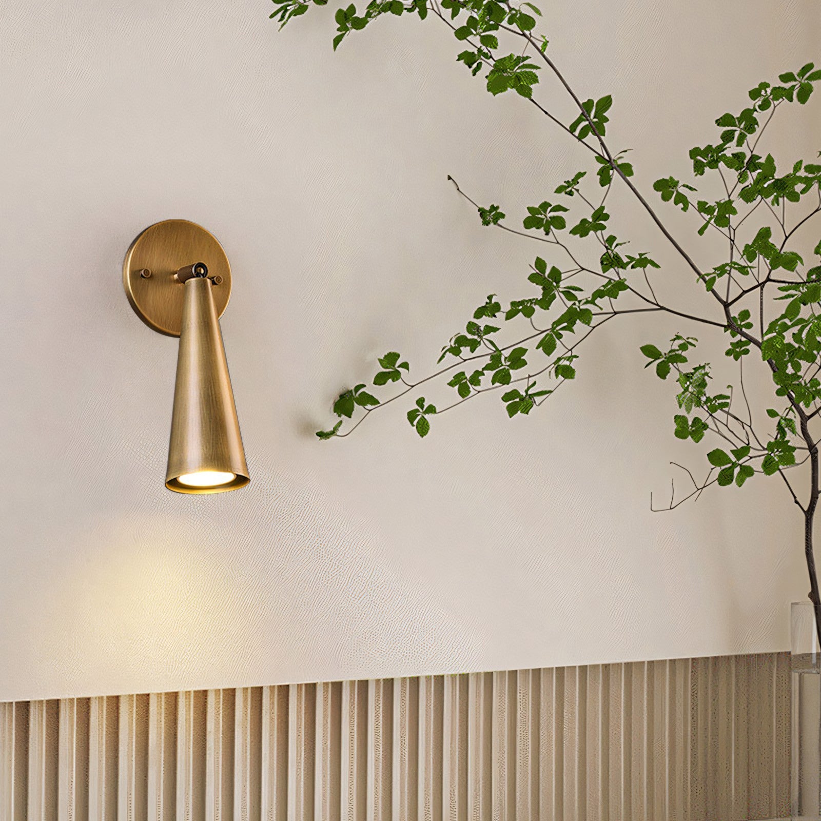 Adjustable Tapered Cone Swivel Wall Sconce, Brass