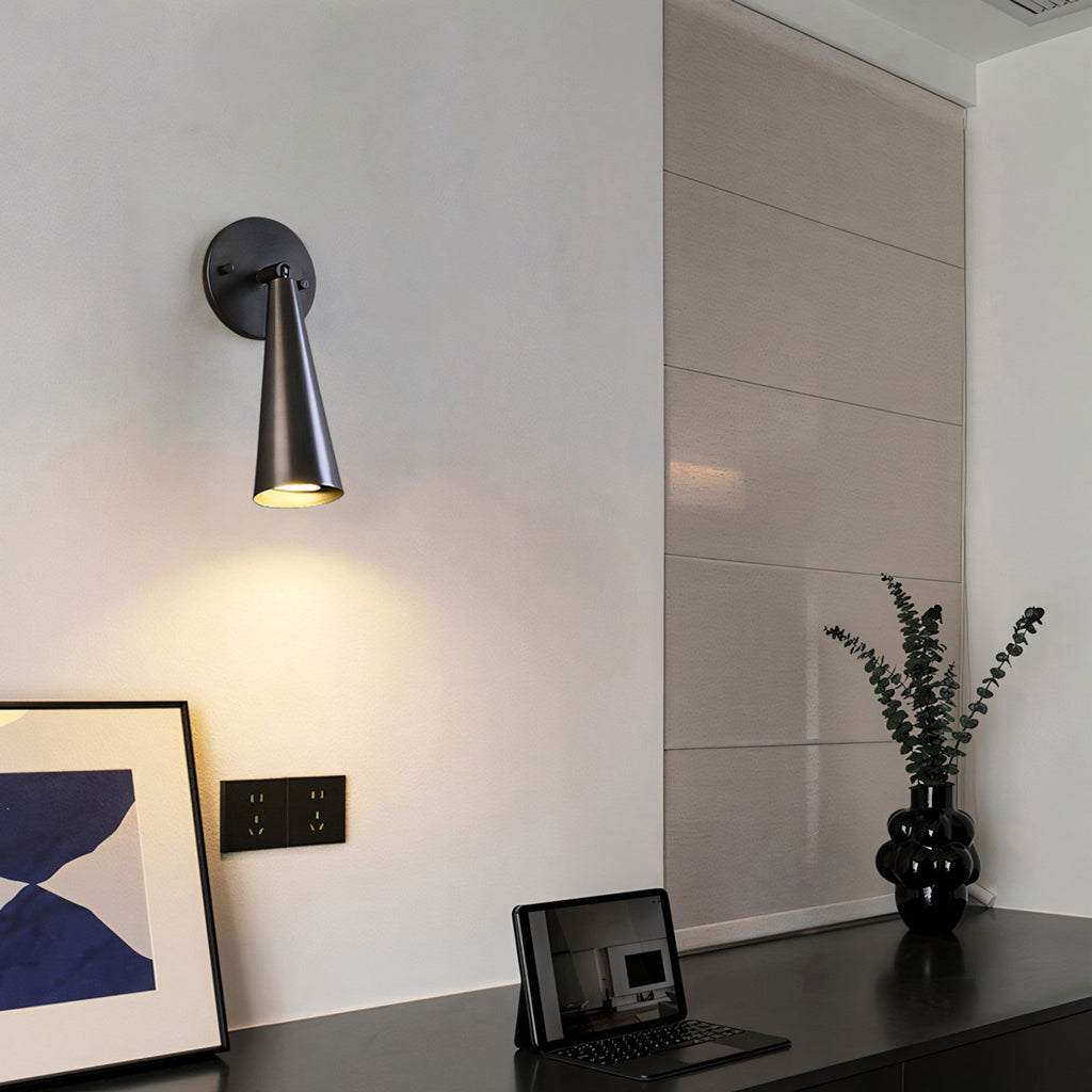 Adjustable Tapered Cone Swivel Wall Sconce, Brass