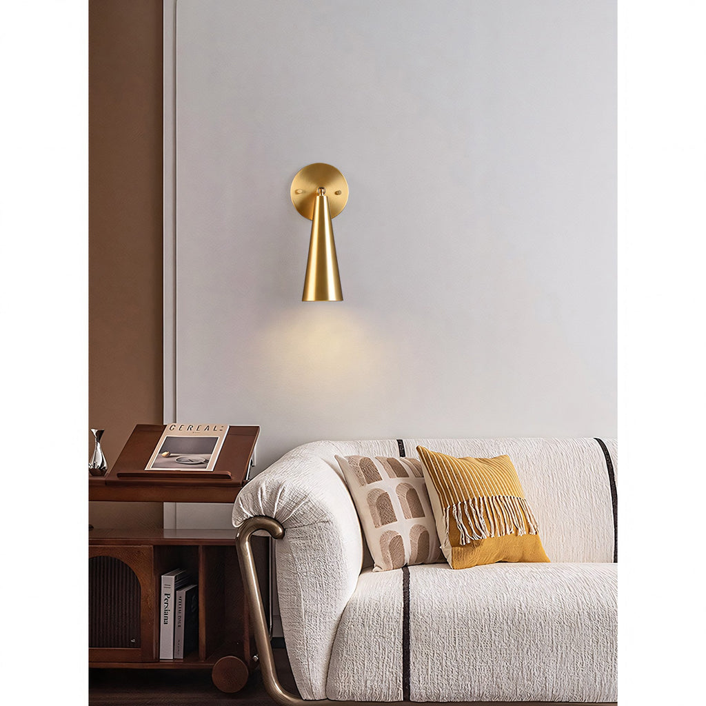 Adjustable Tapered Cone Swivel Wall Sconce, Brass
