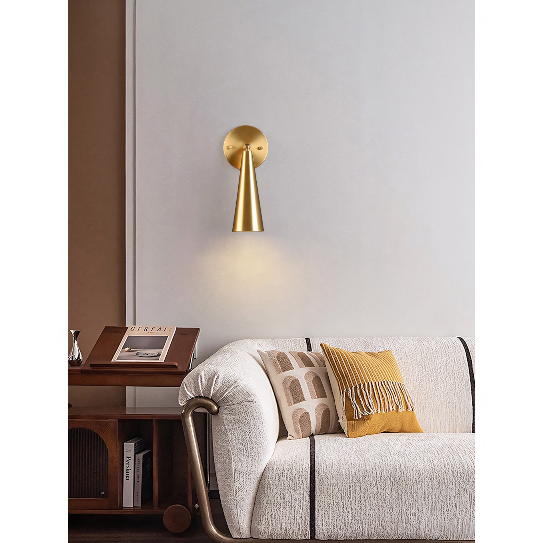 Adjustable Tapered Cone Swivel Wall Sconce, Brass