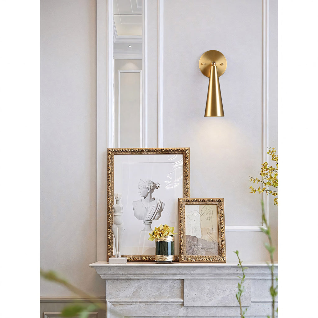 Adjustable Tapered Cone Swivel Wall Sconce, Brass
