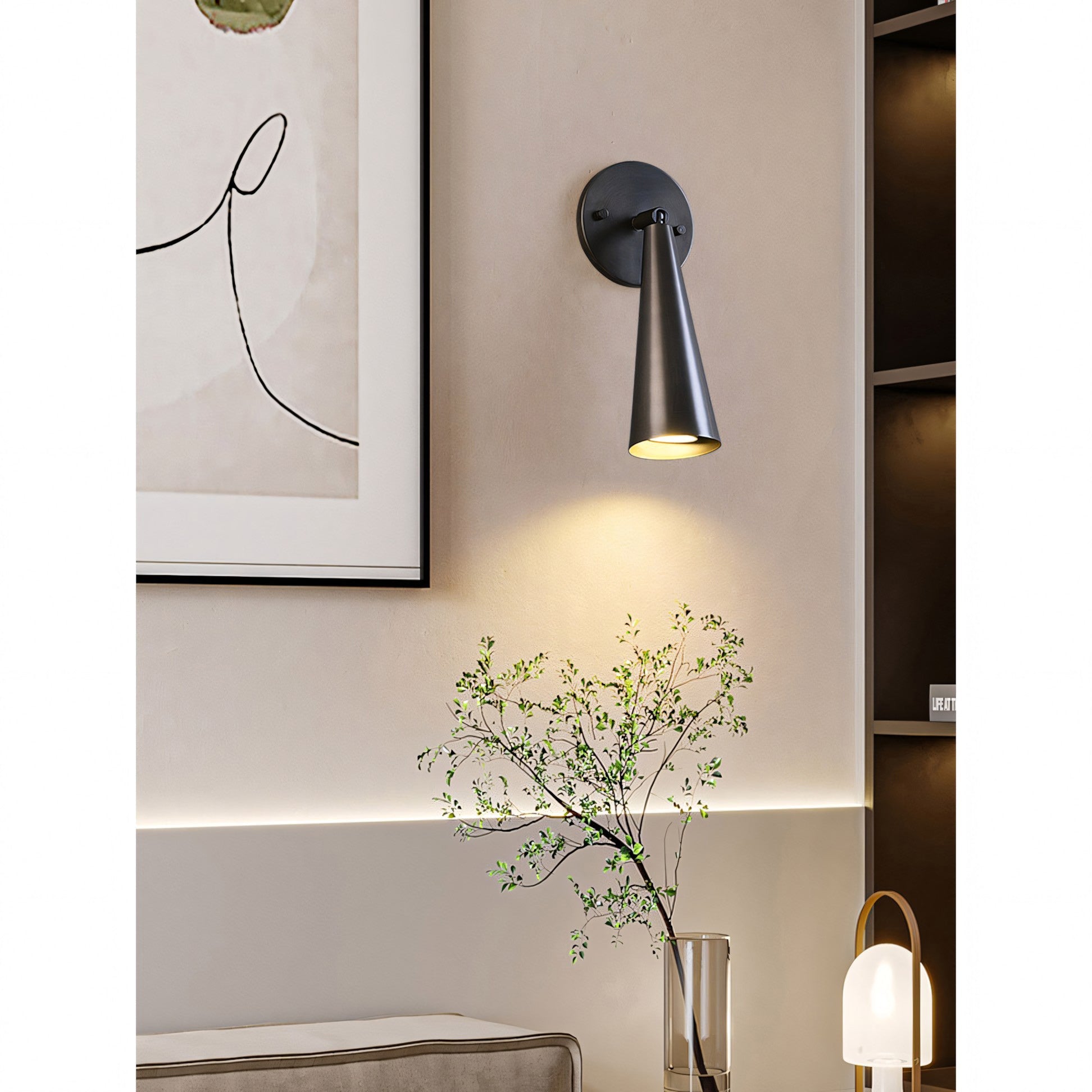 Adjustable Tapered Cone Swivel Wall Sconce, Brass