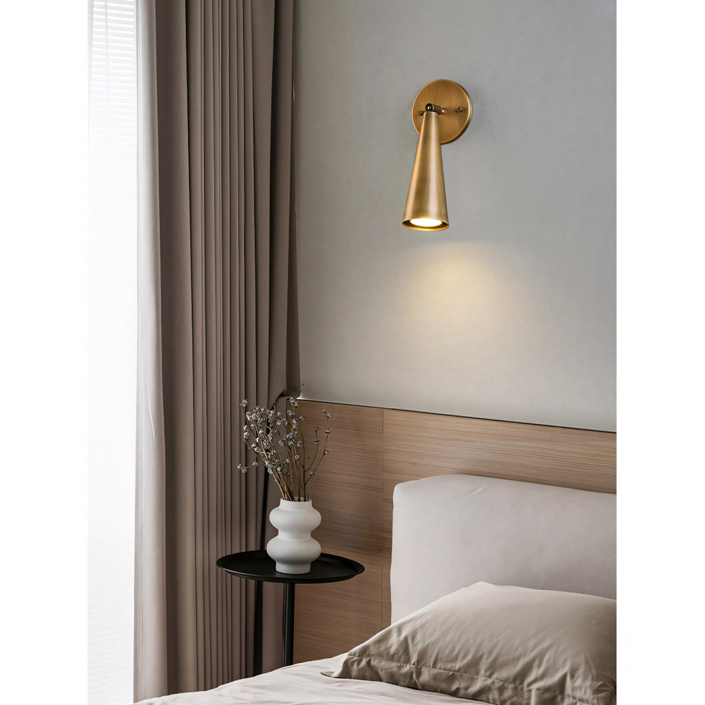 Adjustable Tapered Cone Swivel Wall Sconce, Brass